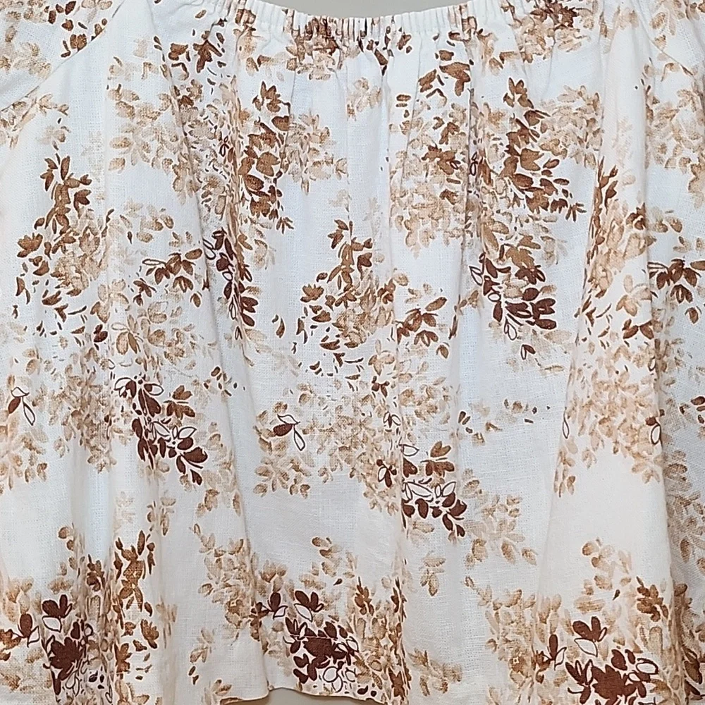 Abercrombie & Fitch  Puff-Sleeve Cream,Tan, Brown Blouse Romantic Sz XS